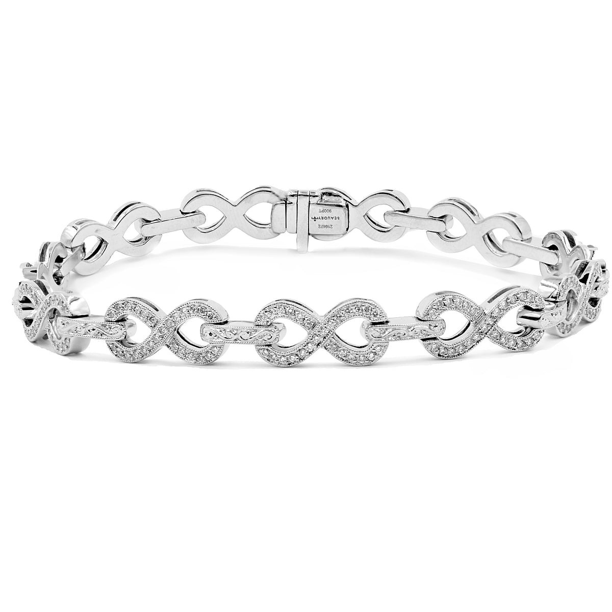 Beaudry Platinum Diamond Infinity Link Bracelet
