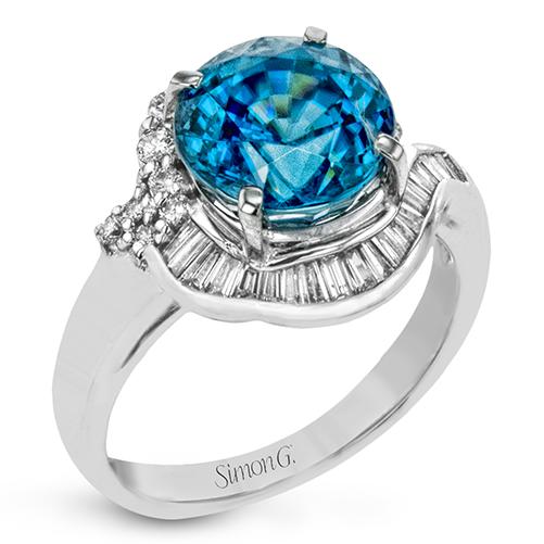 Simon G Platinum Blue Zircon and Diamond Ring