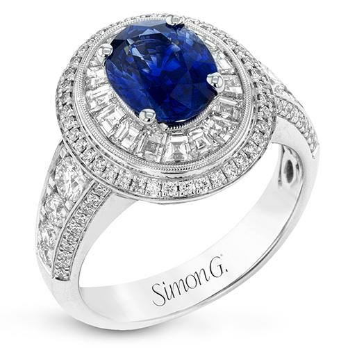 Simon G 18K White Gold Sapphire and Diamond Ring