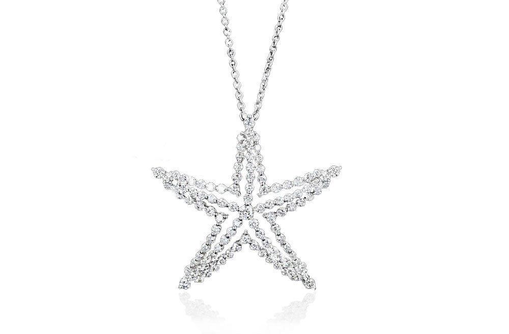 Henry Designs 18K White Gold Diamond Starfish Pendant