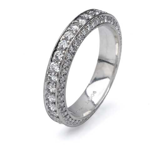 Beaudry Platinum Beautique Three Sided Pave Eternity Band