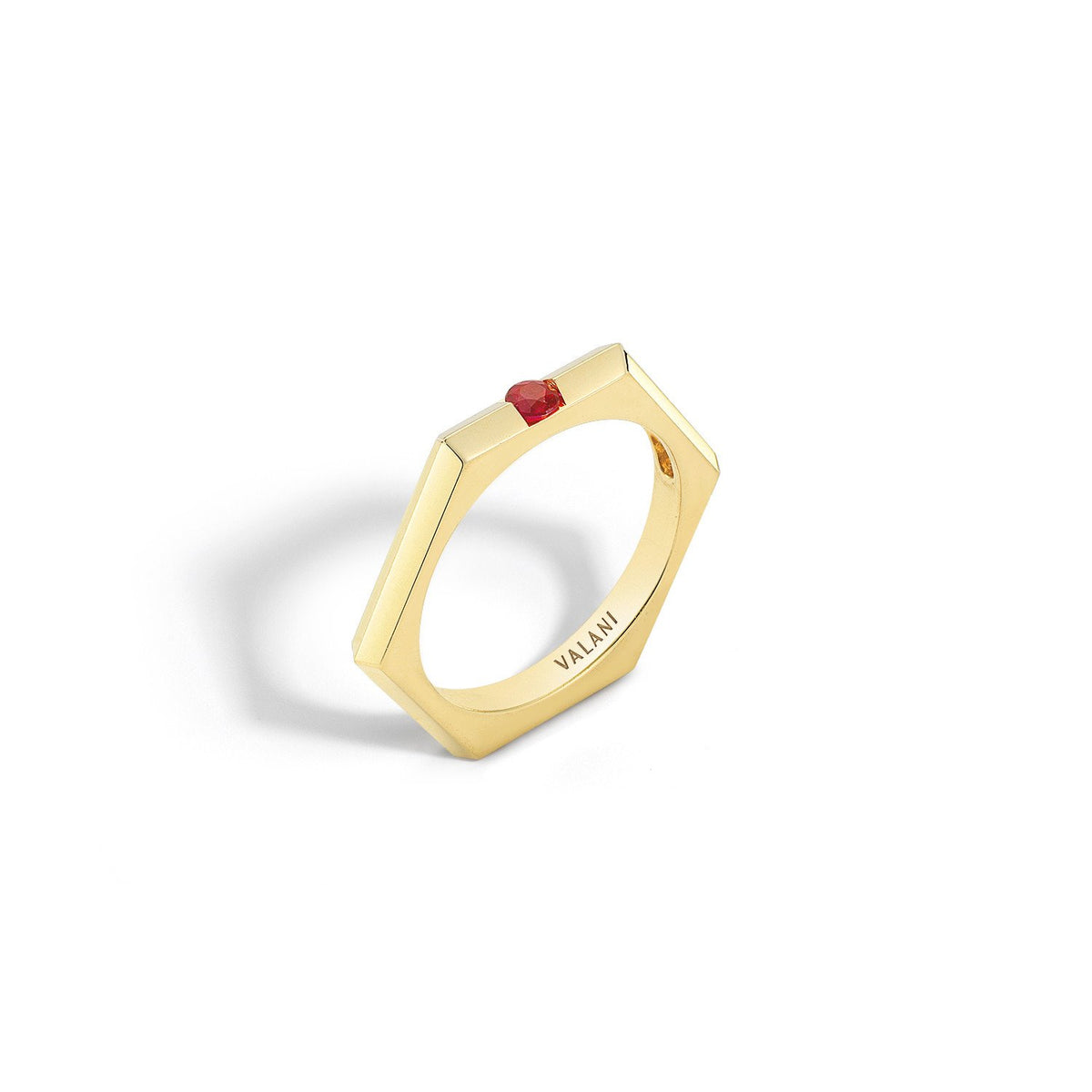 Valani 18K Yellow Gold Hexa I Ruby Ring