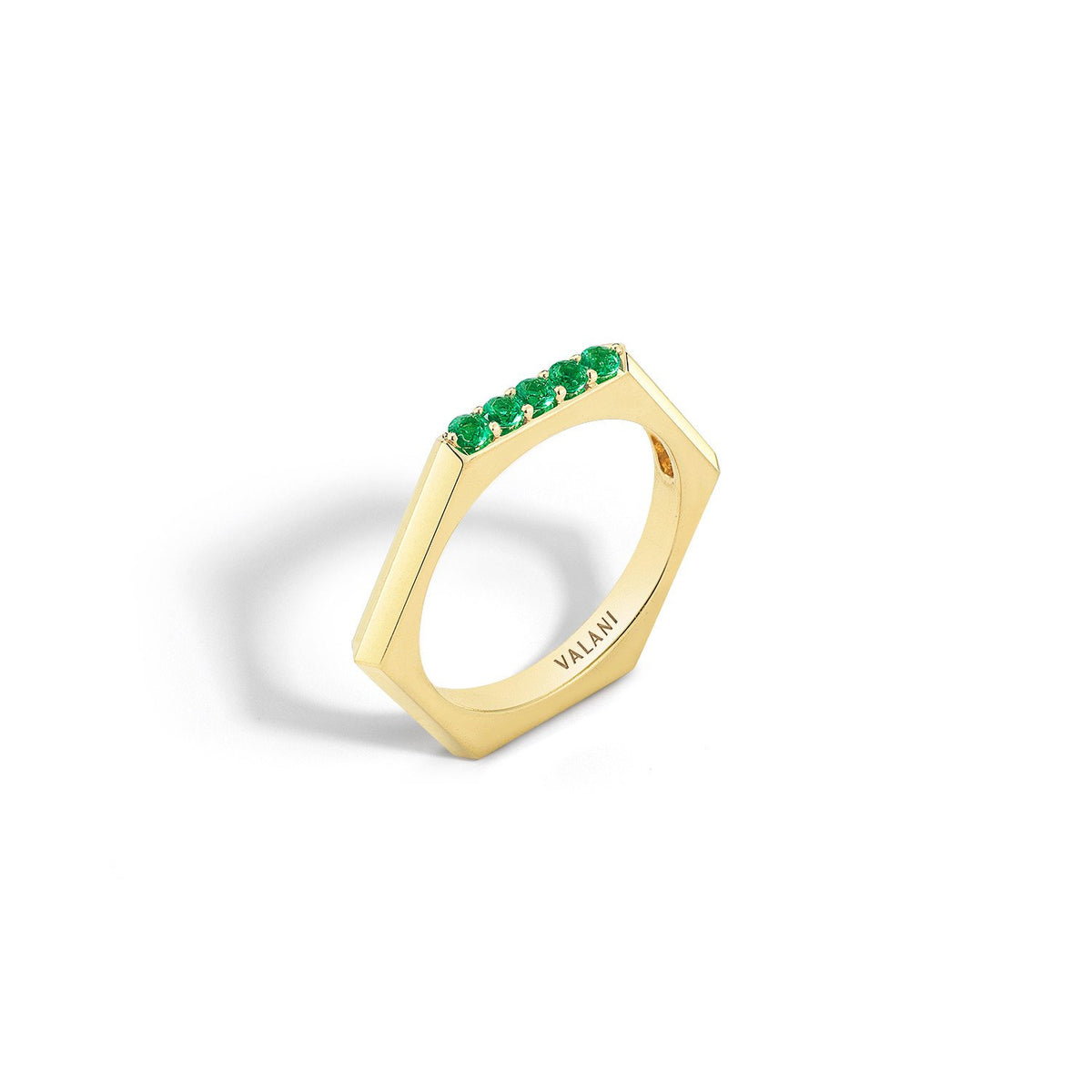 Valani 18K Yellow Gold Hexa V Emerald Ring