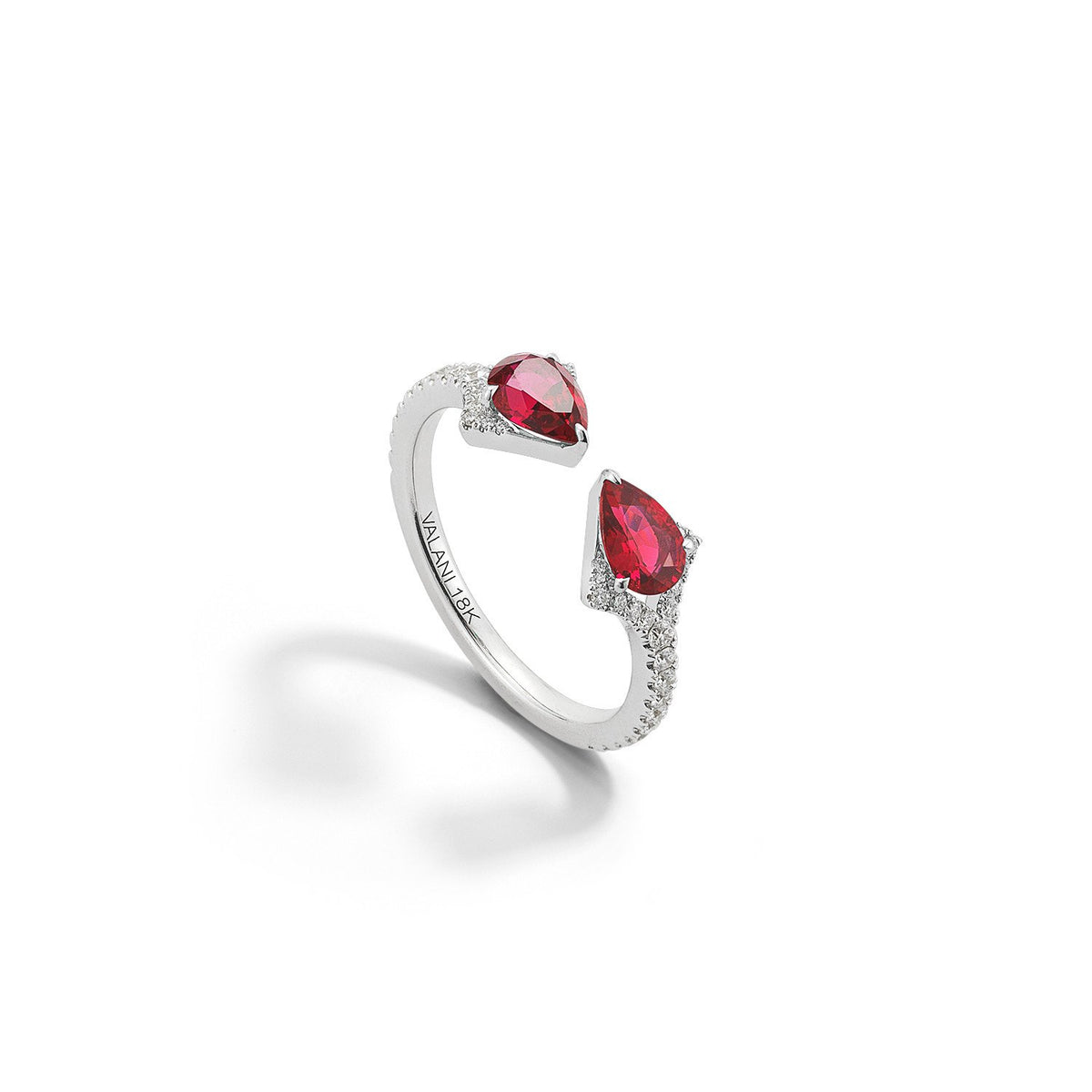 Valani 18K White Gold Rival Ruby Two Stone Ring