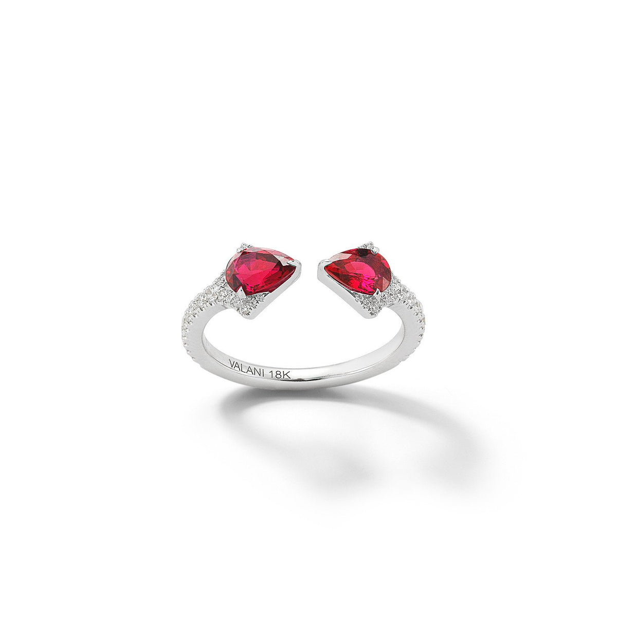 Valani 18K White Gold Rival Ruby Two Stone Ring