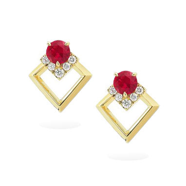 Valani 18K Yellow Gold Rive Ruby Earrings